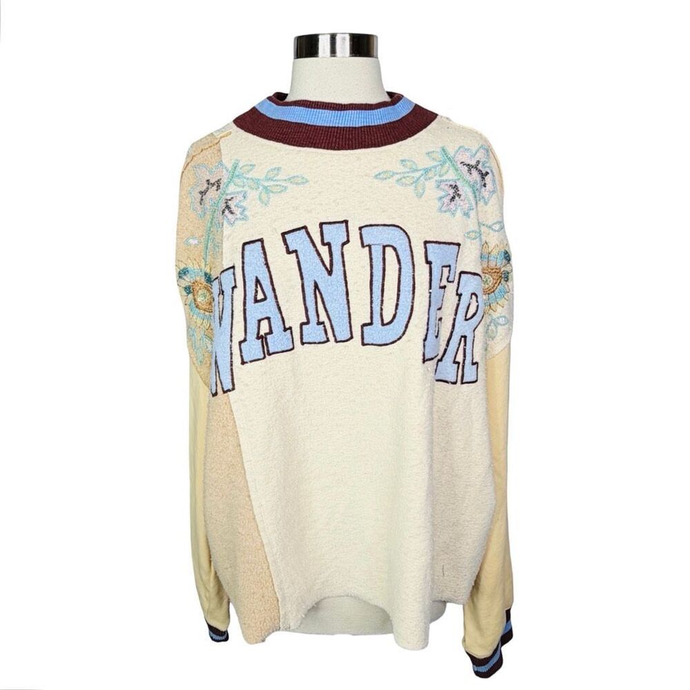 Free People Bali Day Dreams Beaded Pullover Sweatshirt - Size Medium - Picture 2 of 12